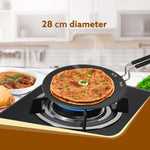 Elite Hard Anodised Tawa, 28cm  diameter, Riveted handle, 3 mm thick plate, Gas Oven Compatible, Cooking, Cookware, Black