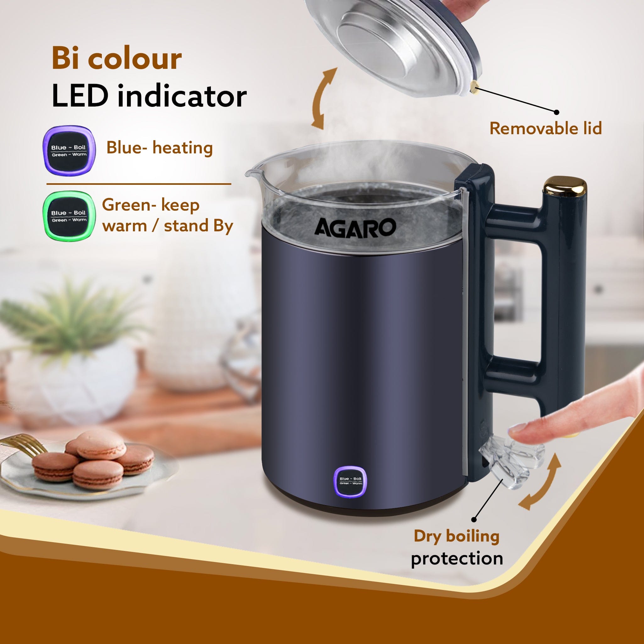 AGARO Regal Electric Kettle with Keep Warm Function, Stainless