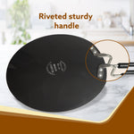 Elite Hard Anodised Tawa, 28cm  diameter, Riveted handle, 3 mm thick plate, Gas Oven Compatible, Cooking, Cookware, Black