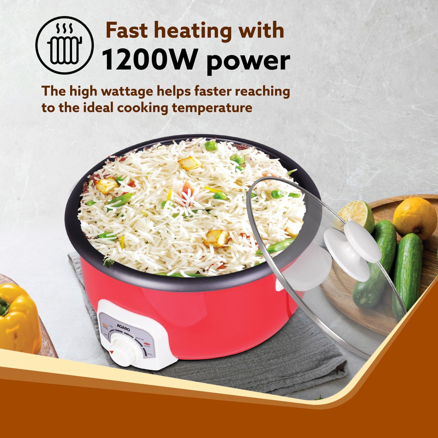 AGARO Regal Electric Multi Cooking Pot, 3L, 1200W, Automatic Boiler ...
