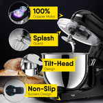 Imperial Stand Mixer,1400W with 6L SS Bowl, 1.5L Blending Jar, 100% Copper Motor, Includes Blending Jar, Whisker, Beater, Black