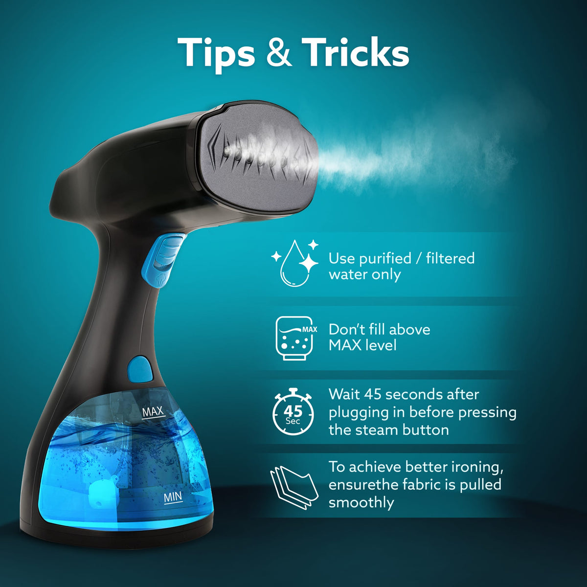 Signify Handheld Garment Steamer-Black & Blue