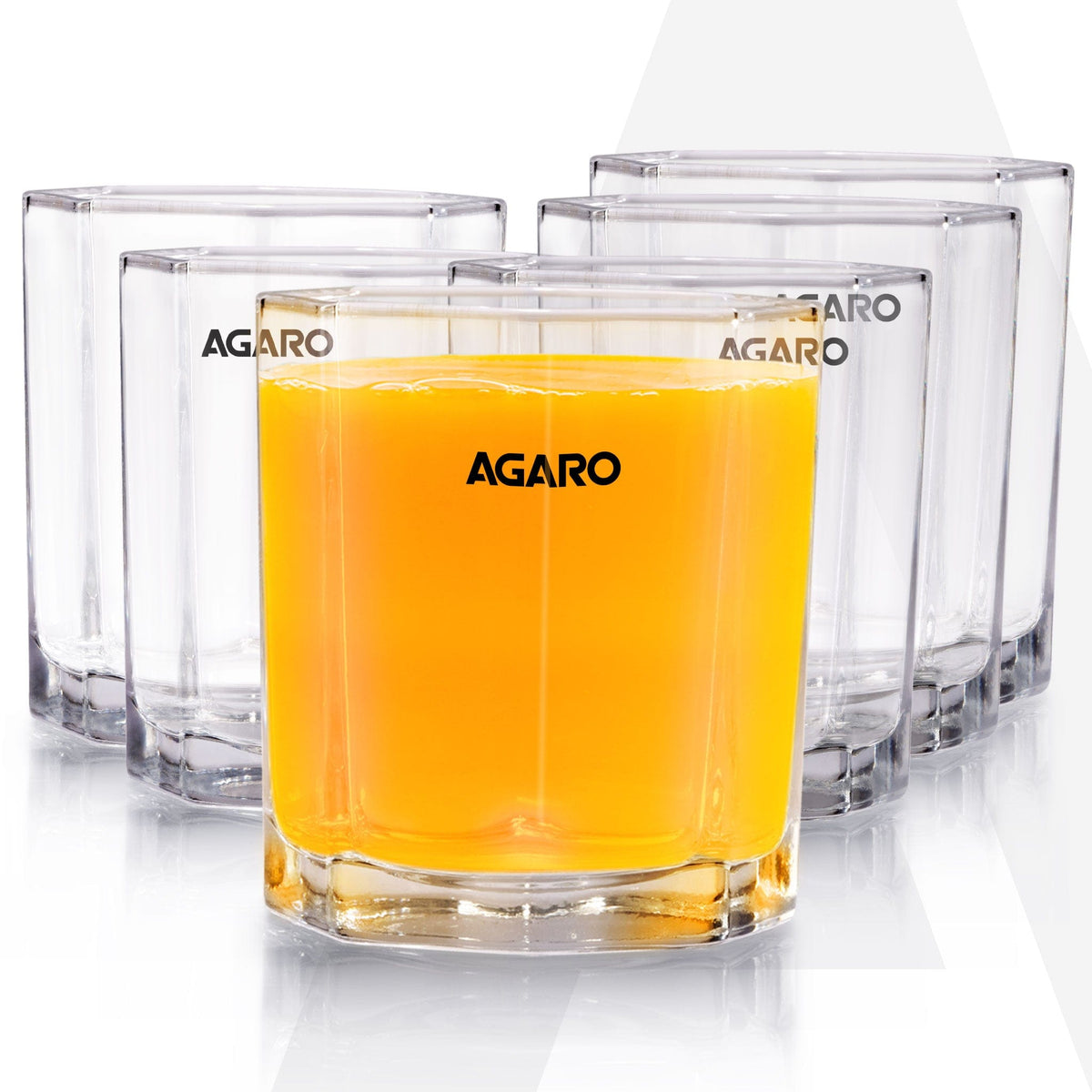 Elegant Octagonal Glass 200ml set of 6, Juice and Water Drinking Glass Transparent