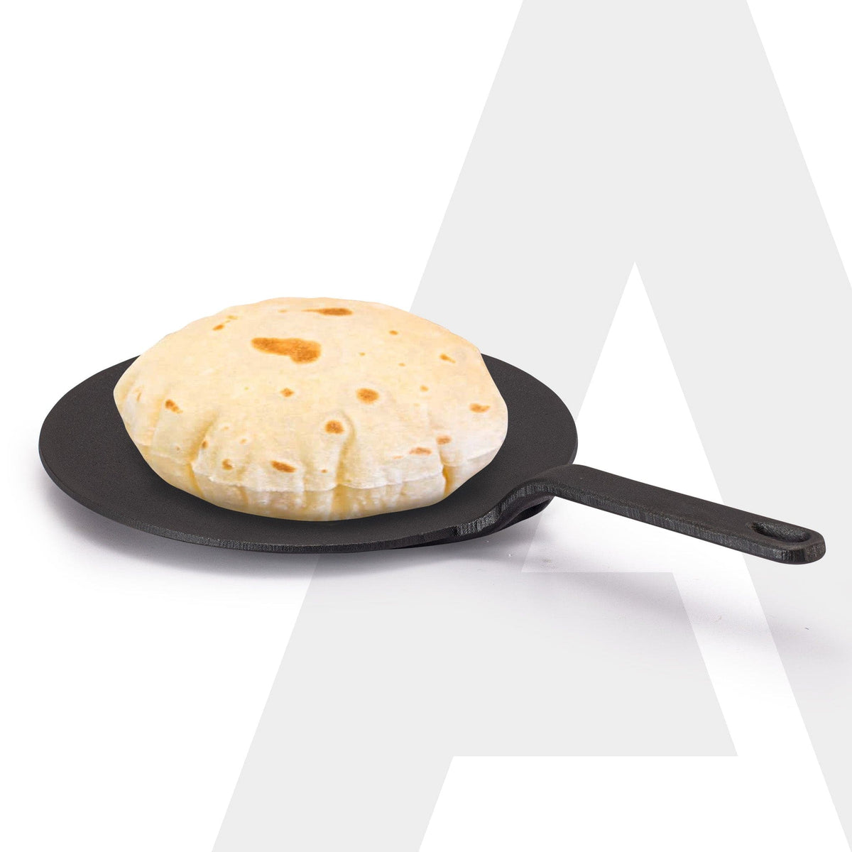 Royal Pre Seasoned Cast Iron Tawa, 26 CM Diameter, No Chemical Coating, Long Rigid Handle, Fast Heating, Heavy Weight, Gas Oven Compatible, Roti, Chapathi, Paratha, Omlette Maker,Black
