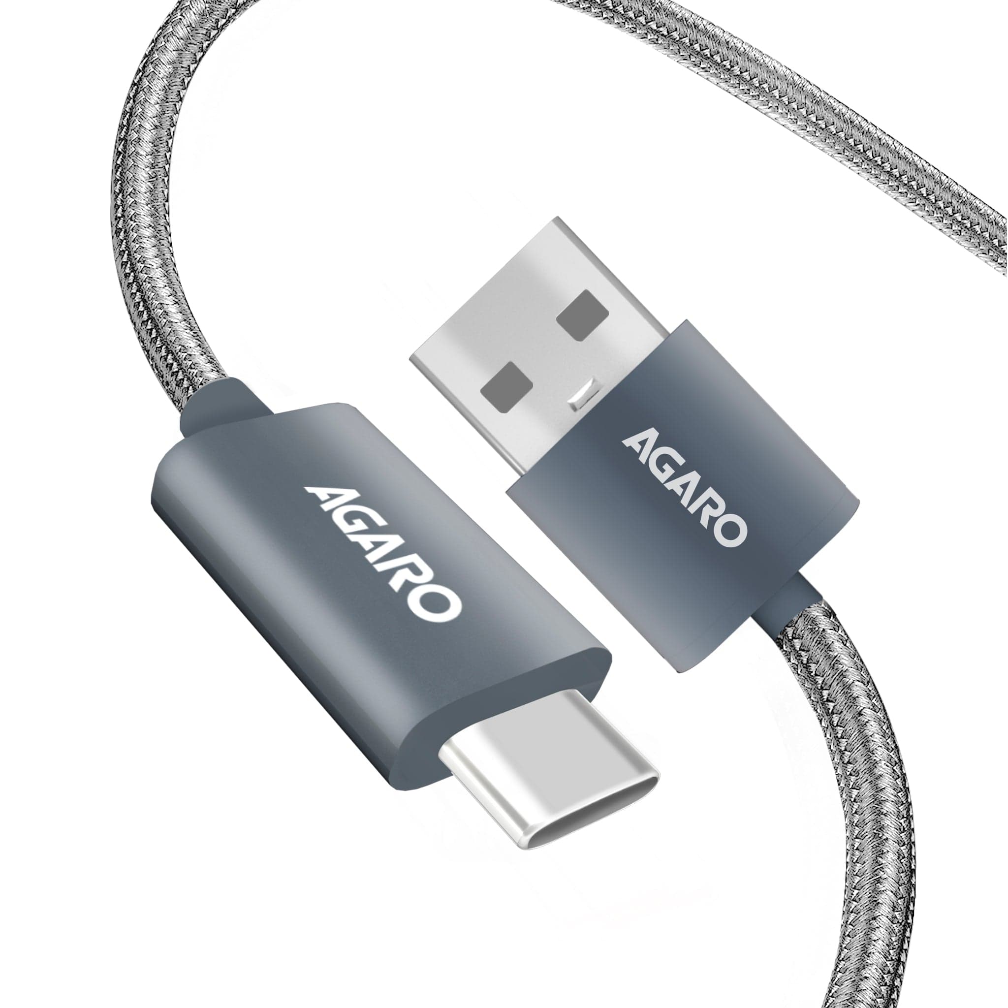 USB-A to Type C Cable, Unbreakable Braided Cable, 3A Fast Charging, Compatible with All Type C Devices Including Smartphones, Tablets etc, PD Technology, 1 M (3.2Ft), 480 Mbps Data Transmission
