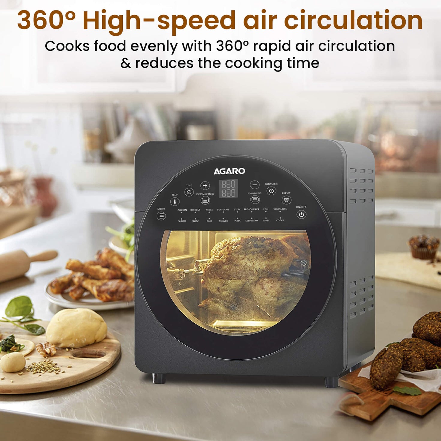 AGARO Elite Air Fryer 360° Heat Circulation Technology for Perfect