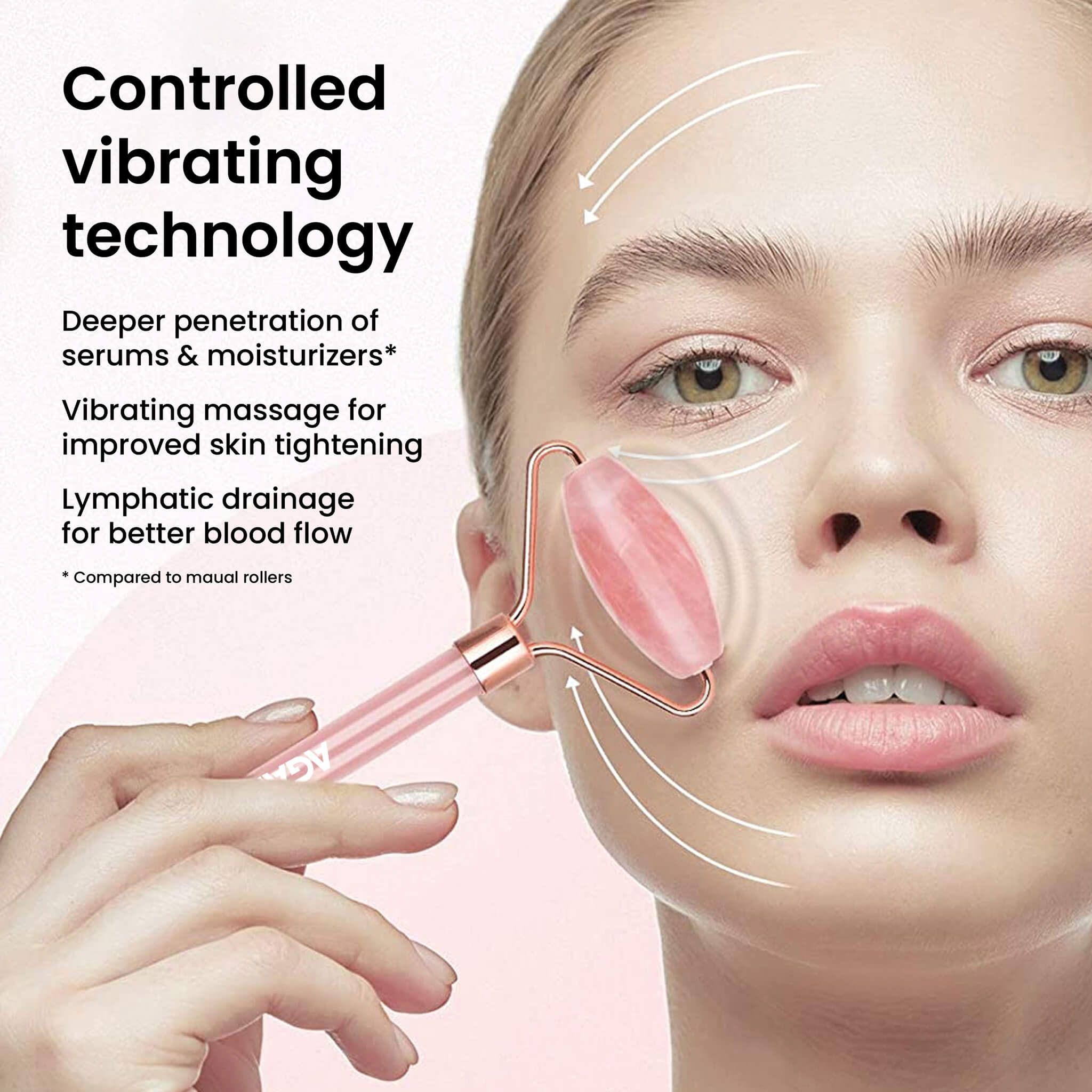 AGARO 3-In-1 Electric Rose Quartz Face Roller, Facial Roller Kit for Face AGARO 3-In-1 Electric Rose Quartz Face Roller, Facial Roller Kit for Face