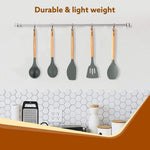 Royal Silicone Spatula Set of 5, Cooking and Mixing, for Non-Stick Cookware, BPA Free, Seamless Design, Grey
