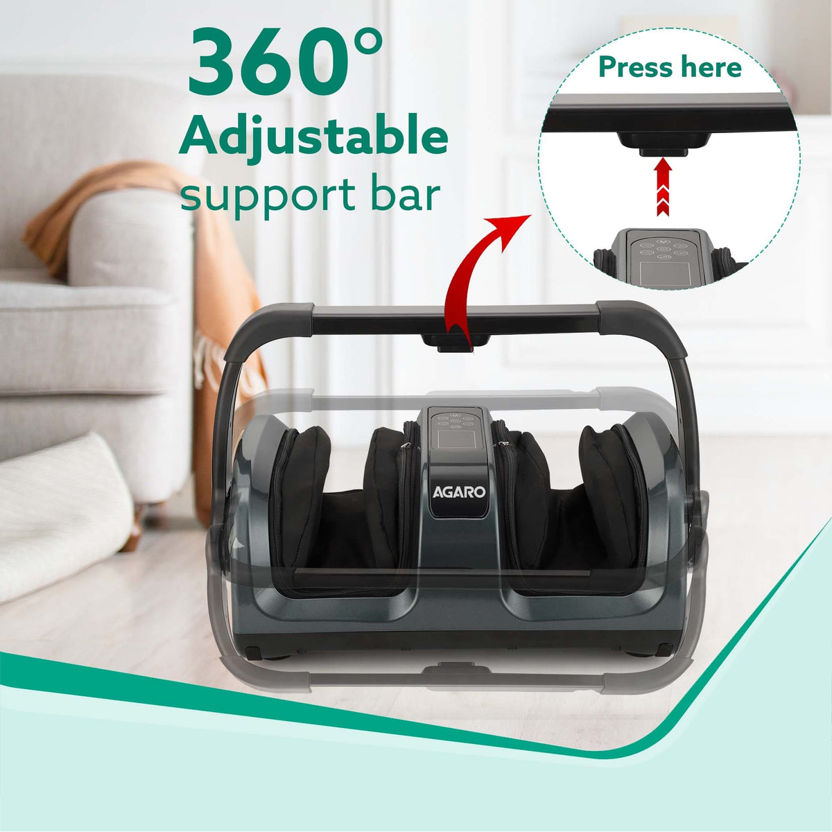 Royal Air Compression Foot Massager, Shiatsu Foot Massager, Kneading & Rolling Function, Lukewarm Heat, For Pain Relief, Muscle Relaxation & Improving Blood Circulation, Includes Remote Control