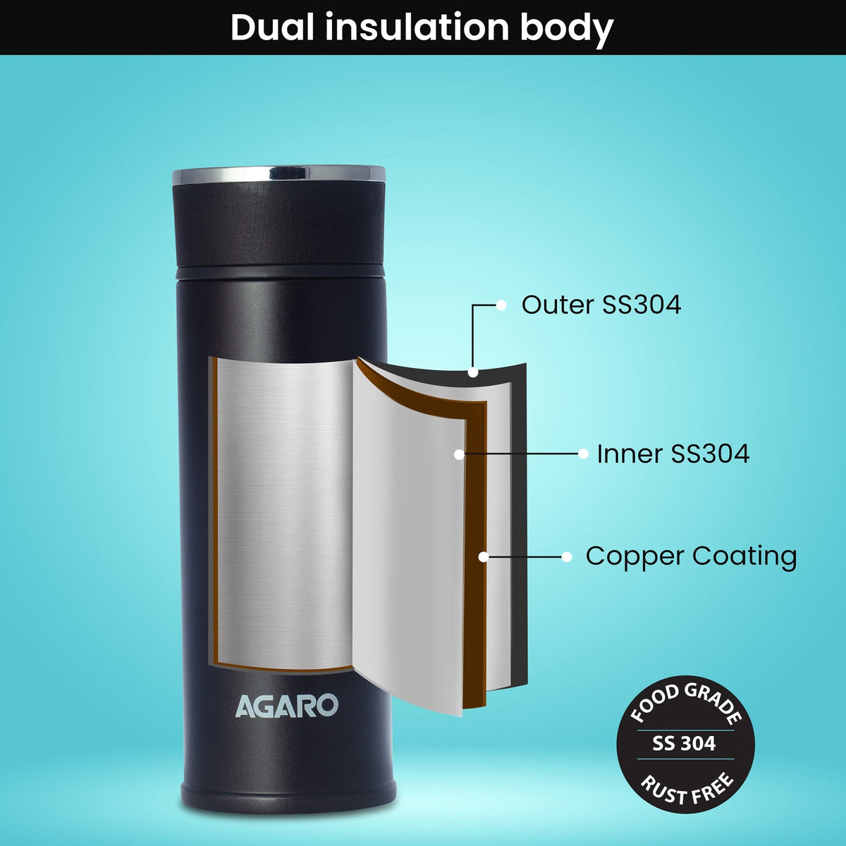 Elite Vacuum Flask 480ml Black