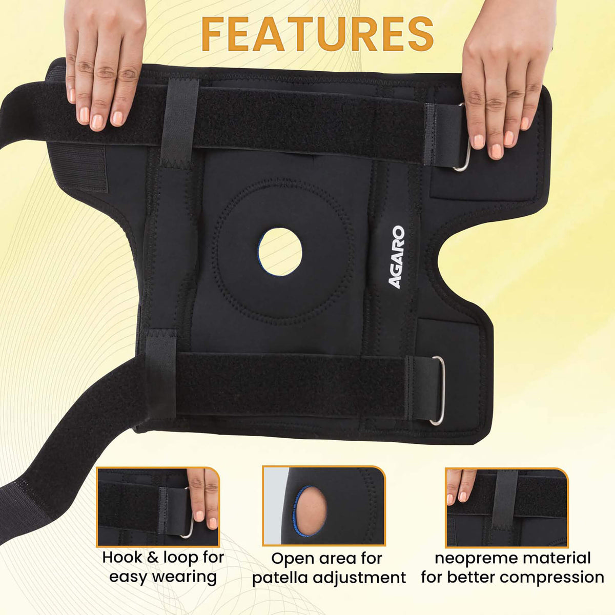 Knee Wrap Hinged With Open Patella, Rigid Biaxial Hinge, Neoprene Layer For Pain Relief,  Braces Walking, Workout And Sports, XXL, Black