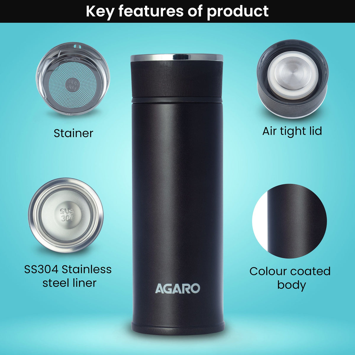 Elite Vacuum Flask 480ml Black