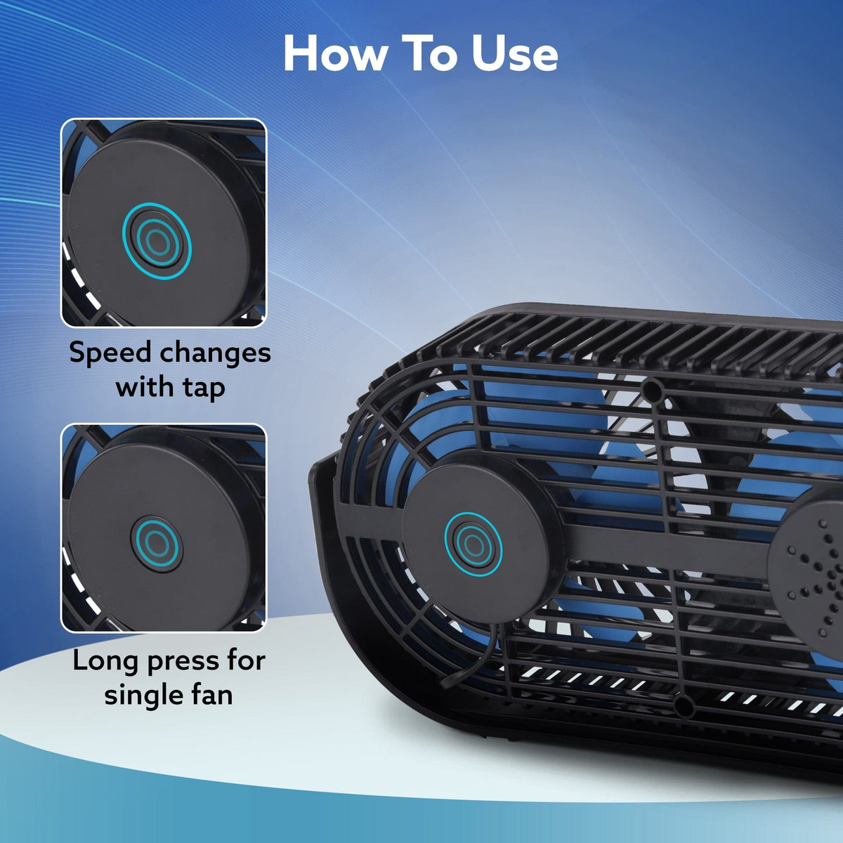 Signify USB Desk Twin Fan, Portable Dual Table Cooling Fan with 5 Blades & 3 Speed Option, USB Powered, Dual Mode, Ultra Quiet, Aromatherapy, Rotatable Table Desk Fan for Home, Office, Black