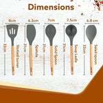 Royal Silicone Spatula Set of 5, Cooking and Mixing, for Non-Stick Cookware, BPA Free, Seamless Design, Grey