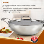 Regency Tri-Ply Steel Kadai, 2.25L Capacity, 24 cm Diameter, Stainless Steel, Riveted  Handle, Food Safe, Gas Oven and Induction Oven Compatible, Cooking, Frying, Serving, Silver