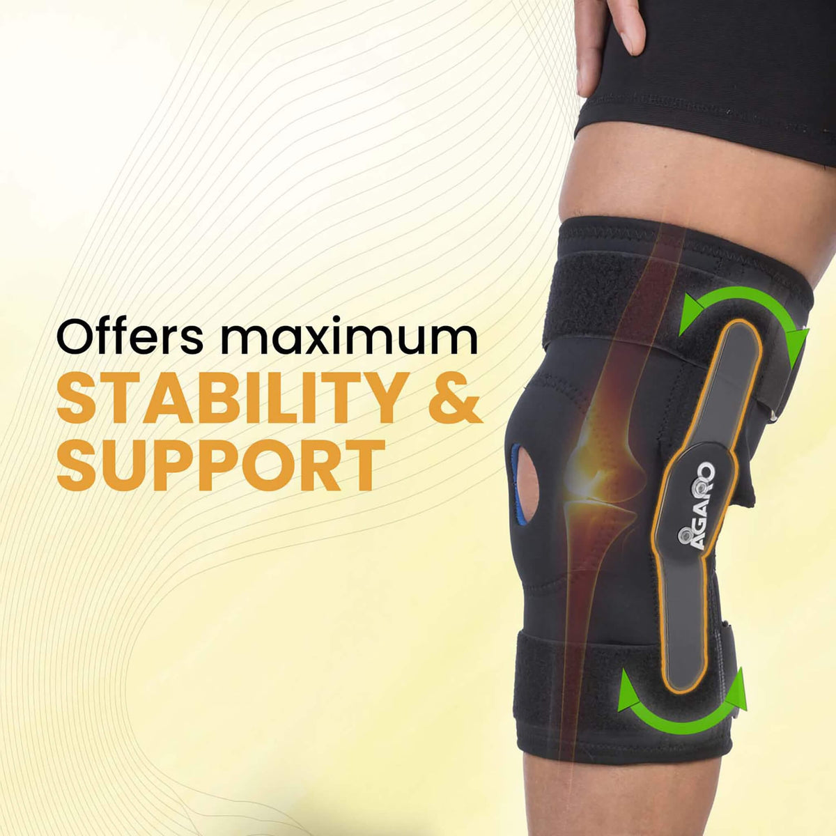 Knee Wrap Hinged With Open Patella, Rigid Biaxial Hinge, Neoprene Layer For Pain Relief,  Braces Walking, Workout And Sports, XXL, Black