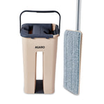 Flat Mop and Bucket Set | 360° Rotating Microfiber Flat Mop for Floor Cleaning | Hands-Free Squeeze & Wash Mop System with Bucket for Home Cleaning