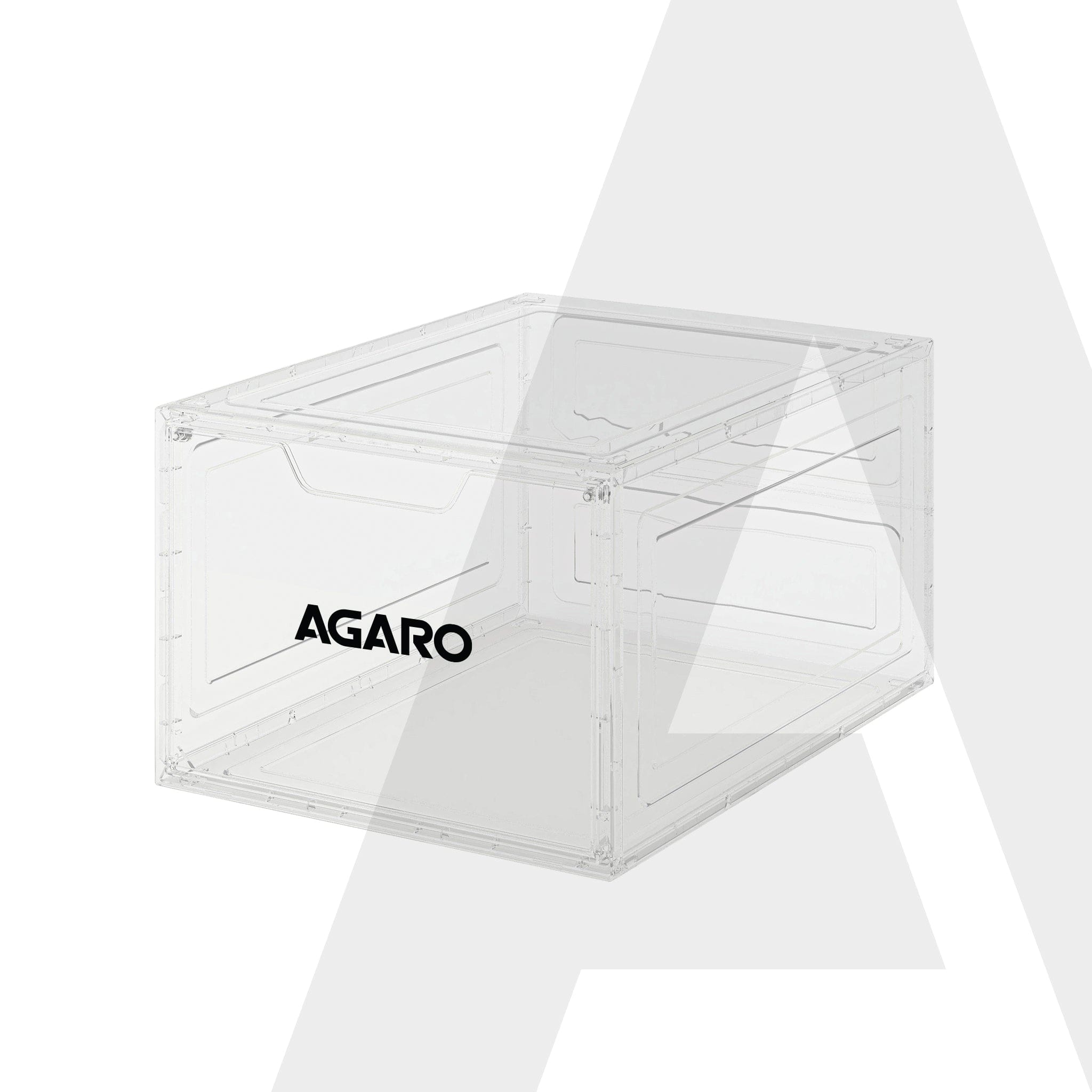 Stackable Shoe Storage Box Organizer | Heavy Duty, Transparent, Plastic Sneaker Crates Container with Magnetic Door |Space Saving|Organizer for Men & Women| Fits up to Size UK 12