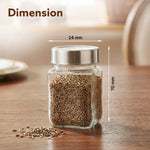Elegant Cube Jar 310 ml, Square Shaped, Transparent Lid With Steel Finish, Storage Glass Container, Transparent, Kitchen Organiser, Multipurpose Jar, Pack of 6