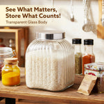 Elegant Glass Jar 3500 ml, Round Shaped, Steel Lid, Storage Glass Container, Transparent, Kitchen Organiser, Multipurpose Jar