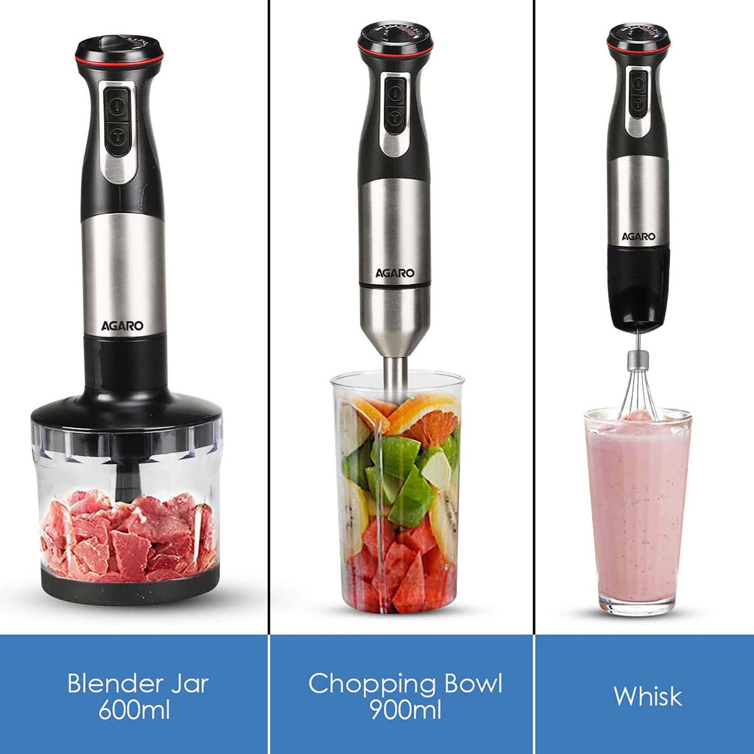 AGARO Grand 1000W Hand Blender with Chopper Powerful & Versatile Agaro
