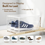 Stackable Shoe Storage Box Organizer | Heavy Duty, Transparent, Plastic Sneaker Crates Container with Magnetic Door |Space Saving|Organizer for Men & Women| Fits up to Size UK 12