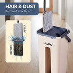 Flat Mop and Bucket Set | 360° Rotating Microfiber Flat Mop for Floor Cleaning | Hands-Free Squeeze & Wash Mop System with Bucket for Home Cleaning