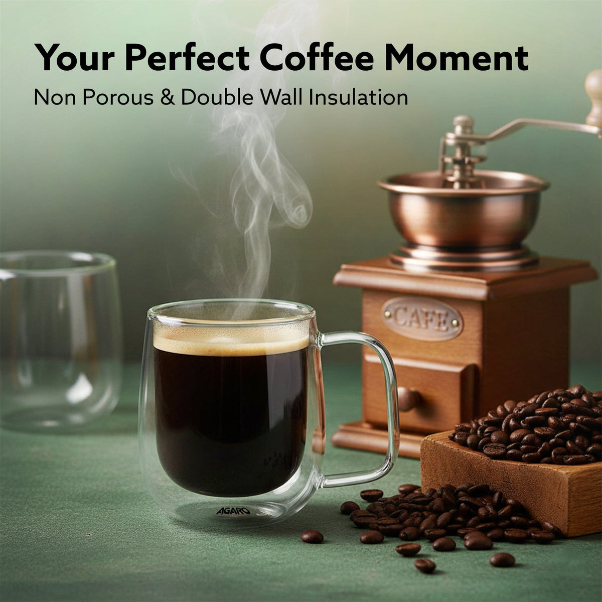 Elite Double Wall Glass Cups, 260 Ml, Insulated Tea & Coffee Cups, Hot & Cold Drinks, Coffee, Tea, Milk, Cappuccino, Juice, Microwave Safe, Stylish Espresso Chocolate Beverage, Pack of 2