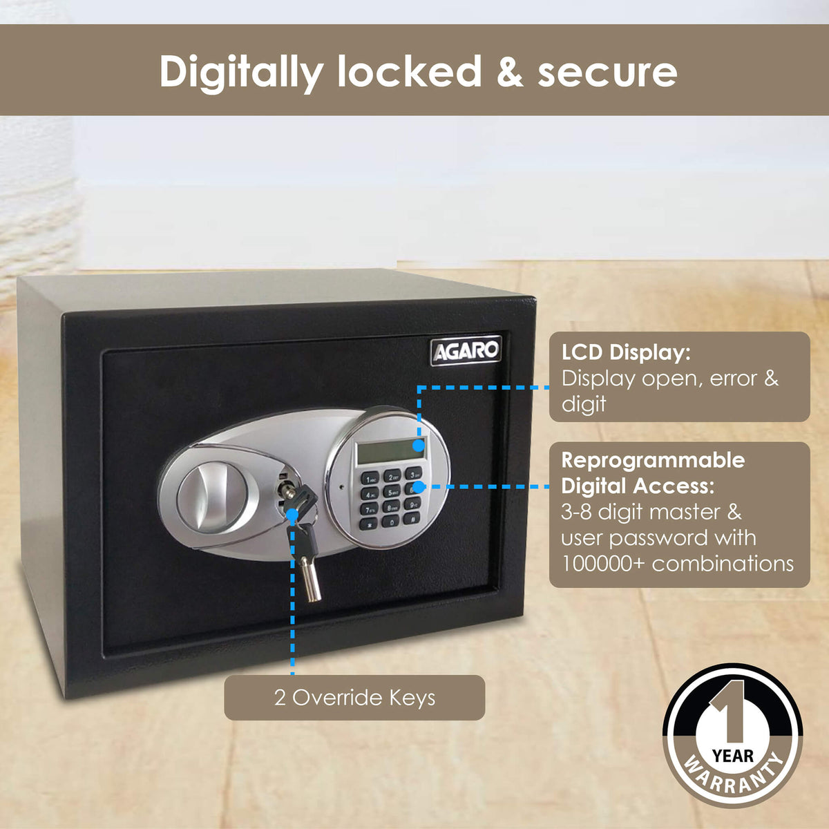 SALVO AG16 Security Safe, 1 Cubic Feet, 16 Litres Capacity