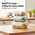 Elite Glass Container, 3 pcs Set - 370, 640,1040 ml