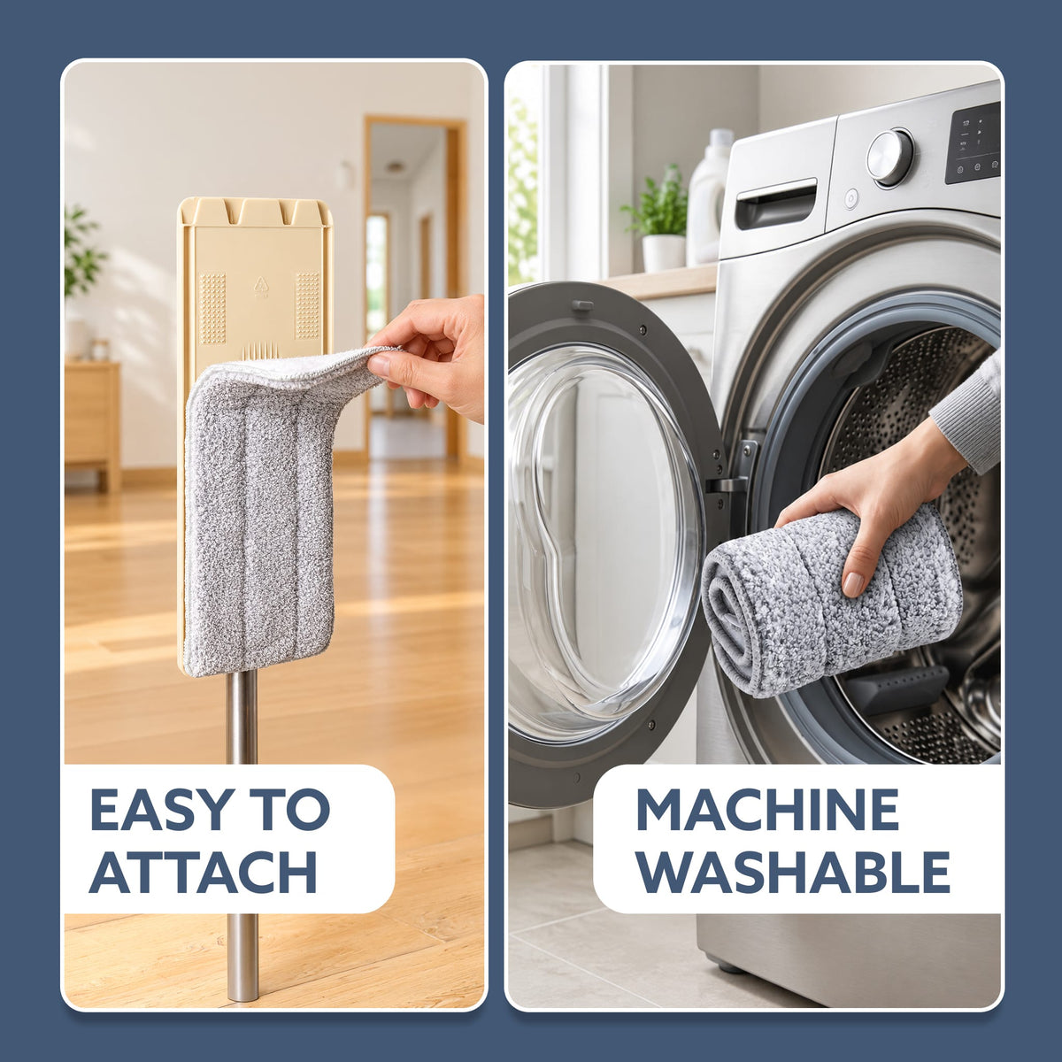 Flat Mop and Bucket Set | 360° Rotating Microfiber Flat Mop for Floor Cleaning | Hands-Free Squeeze & Wash Mop System with Bucket for Home Cleaning
