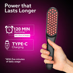 Rechargeable LED Hair Therapy Comb – Red & Blue Light with Vibration Massage | Boosts Growth, Reduces Hair Fall & Revives Scalp Health | Upto 120 Min Runtime, Unisex, Grey