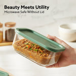 Elite Borosilicate Glass Container 6 Pcs Set, Fridge Stackable Storage Organizer, 310ml x2, 520ml x2, 750ml, 1200ml, Microwave Safe, BPA Free Kitchen Boxes, Store Cooked Food, Fruits, Snacks