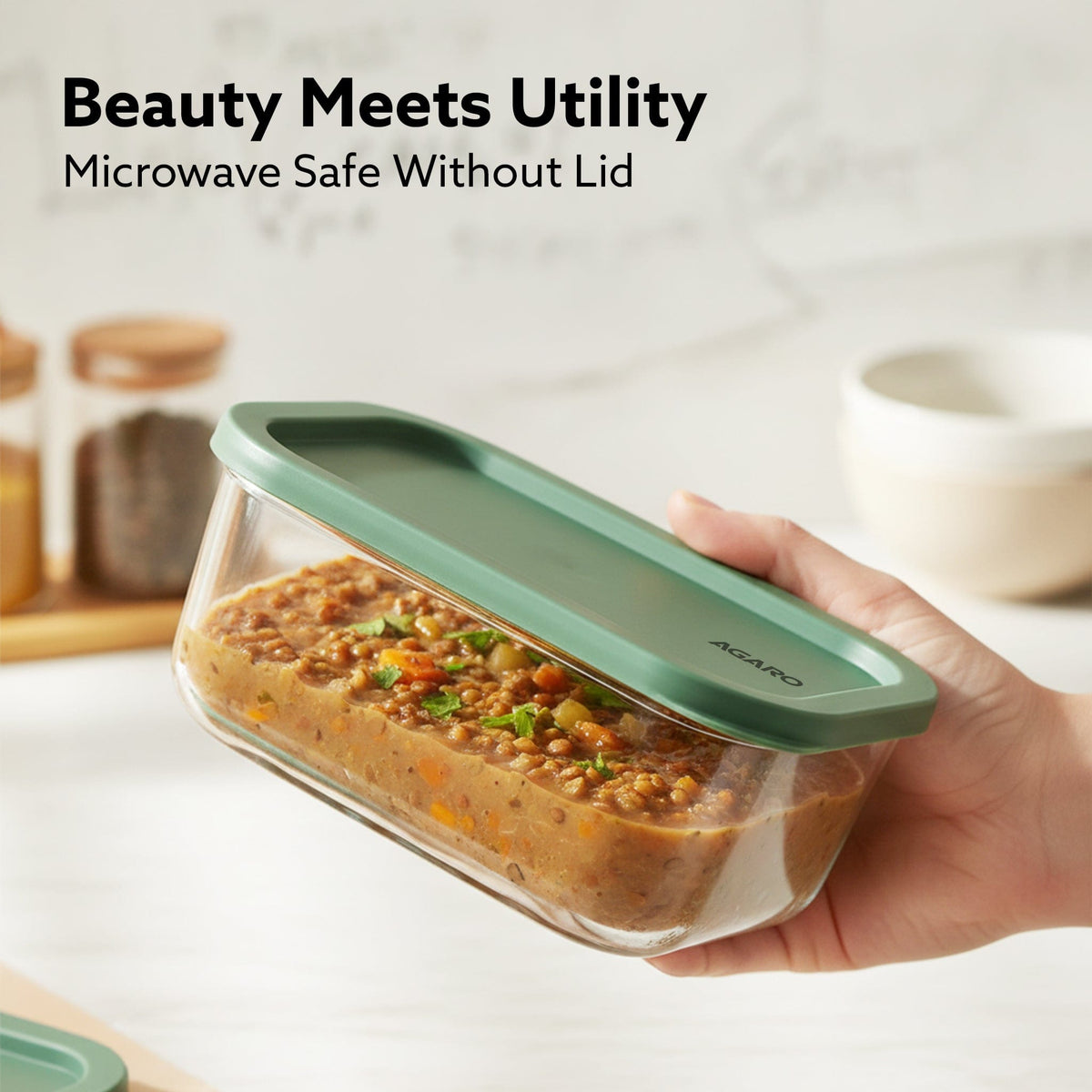 Elite Borosilicate Glass Container 6 Pcs Set, Fridge Stackable Storage Organizer, 310ml x2, 520ml x2, 750ml, 1200ml, Microwave Safe, BPA Free Kitchen Boxes, Store Cooked Food, Fruits, Snacks
