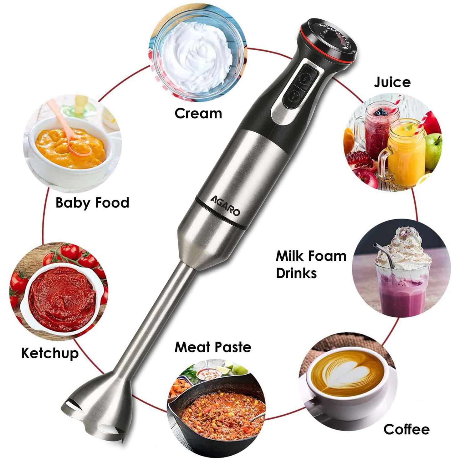 AGARO Grand 1000W Hand Blender with Chopper Powerful & Versatile Agaro