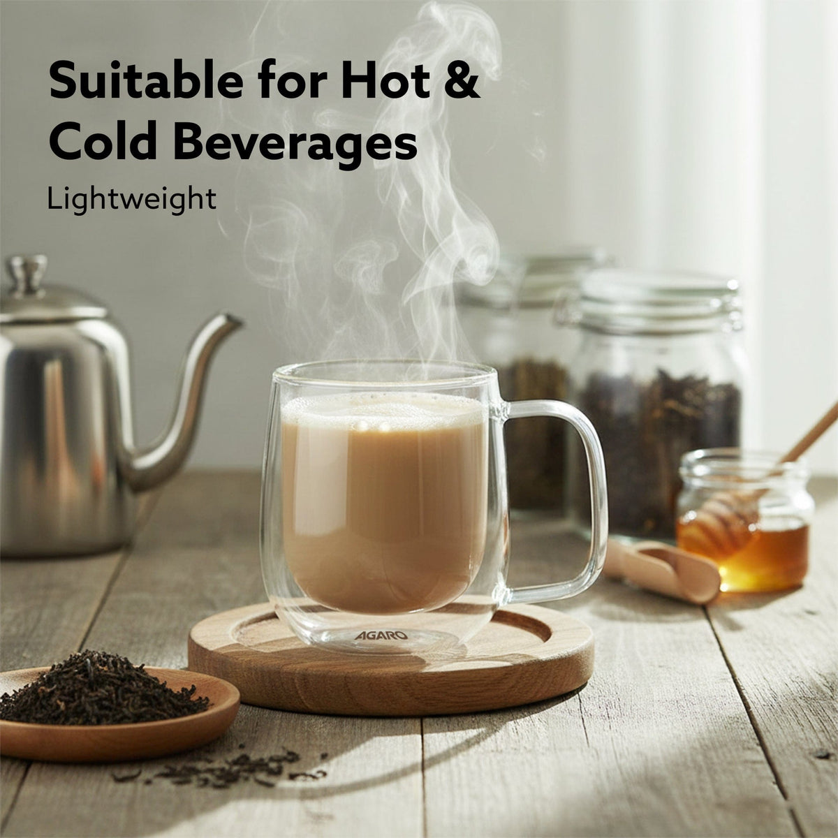 Elite Double Wall Glass Cups, 260 Ml, Insulated Tea & Coffee Cups, Hot & Cold Drinks, Coffee, Tea, Milk, Cappuccino, Juice, Microwave Safe, Stylish Espresso Chocolate Beverage, Pack of 2