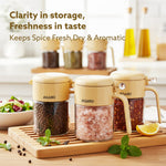 Elegant Spice Jar 400ml, Airtight Glass Masala Brown Container with Secure Lid & Spoon, Versatile Seasoning & Storage Bottle for Kitchen, Leak Proof, For Spices, Herbs, Sugar & More