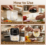 Elite Rechargeable Mini Electric Chopper, Food Grade Bowl, Stainless Steel Blades, Rechargeable, One Touch Operation, for Chopping Garlic, Ginger, Onion, Vegetable, Nuts, 250 Ml, Black