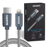 USB C to Lightning Braided Sync & Charge Cable For iPhone, iPad and iPod, Fast Charging Lightning Cable, 3.2 Feet (1M), Grey