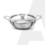 Regency 28 cm Triply Stainless Steel Kadai with Lid, 4L