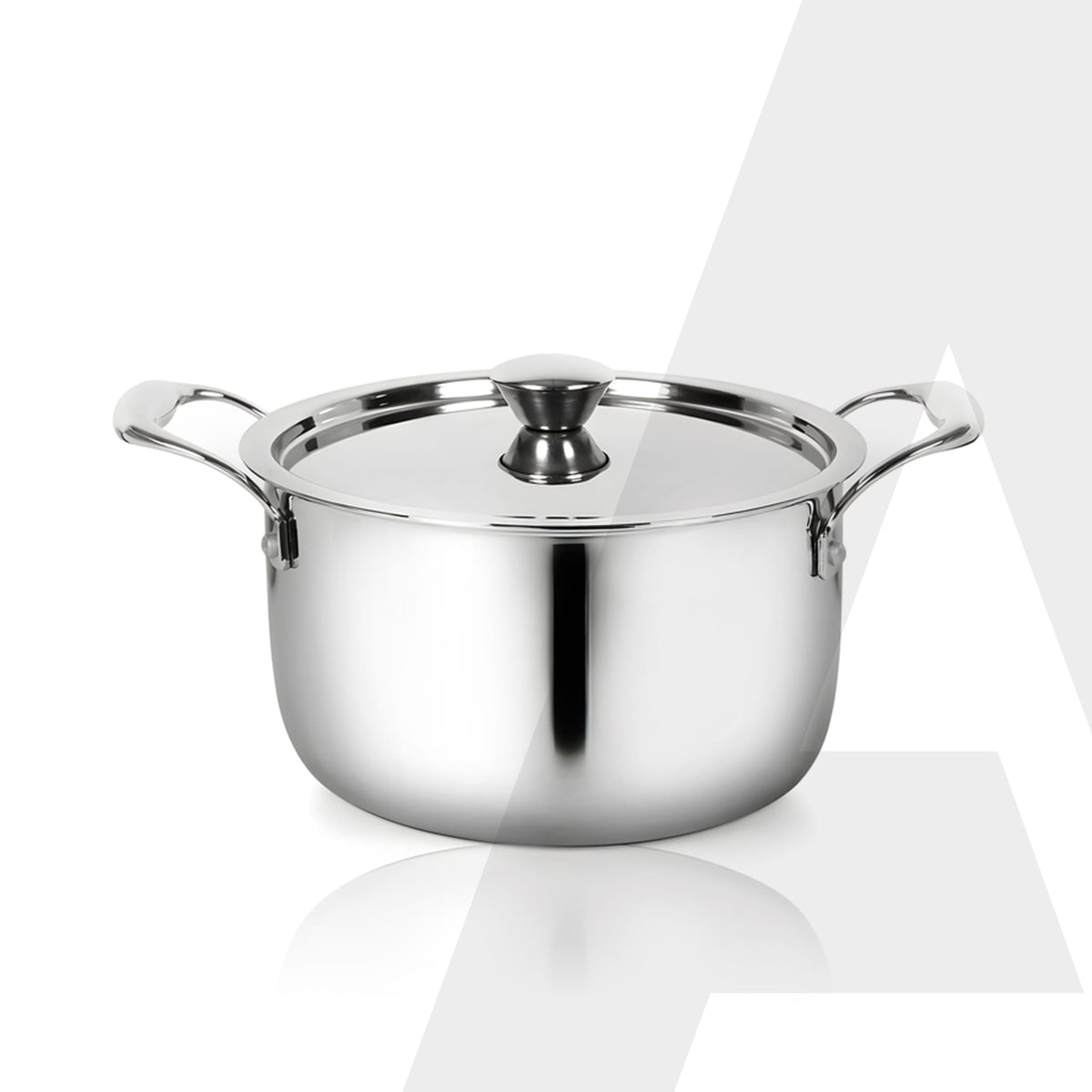Regency 28 cm Triply Stainless Steel Casserole with Lid, 6.3L, Tri-Ply Induction & Gas Compatible, Even Heat Distribution, Non-Toxic Steel Cookware, Biryani Pot, Handi for Pulao, Curry & Cooking