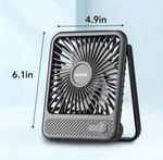 Primo Rechargeable Portable Desk Fan, Mini Fan with USB Type-C, 3 Speeds, Foldable Adjustable Stand, Long-Lasting Battery, Quiet Personal Cooling for Home, Office & Travel