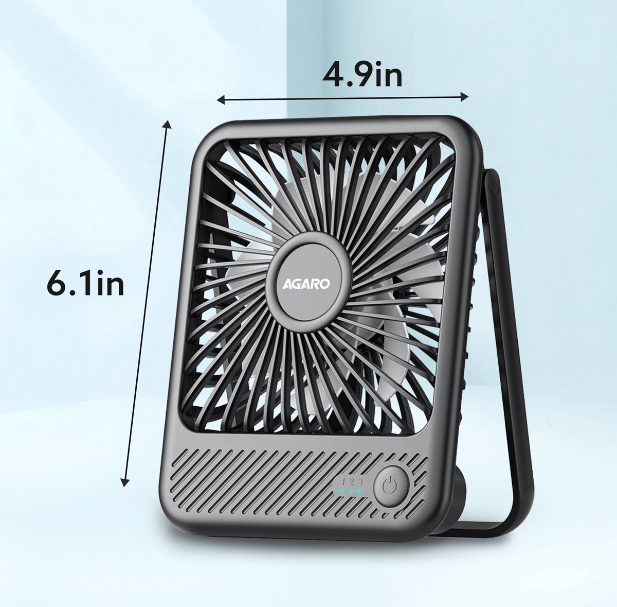 Primo Rechargeable Portable Desk Fan, Mini Fan with USB Type-C, 3 Speeds, Foldable Adjustable Stand, Long-Lasting Battery, Quiet Personal Cooling for Home, Office & Travel