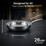 Regency 26 cm Triply Stainless Steel Fry Pan with Lid (2.3L)