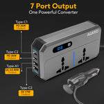 Elite 200W Car Power Inverter, 7-in-1 Converter with PD36W Type-C, QC3.0 30W USB-A, 2 AC Outlets, Car Outlet, Master Switch & LCD Display for Laptops & Phones