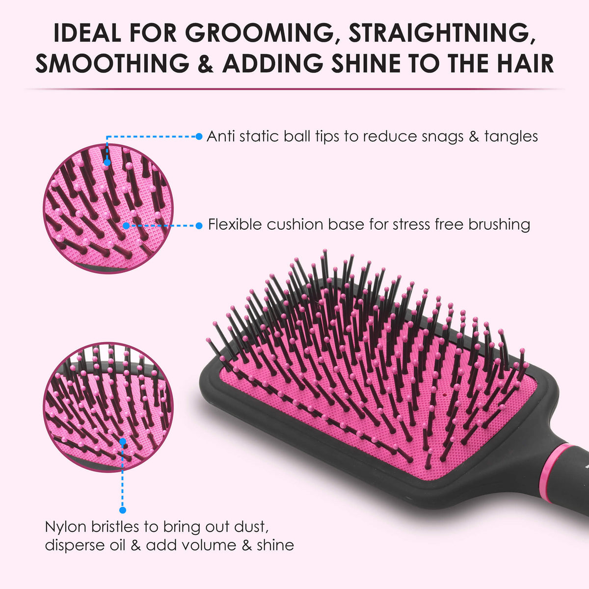 Royal Paddle Hairbrush | Nylon Bristles | Shop From AGARO – Agaro