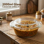 Elite Glass Casserole With Lid - 2000ml