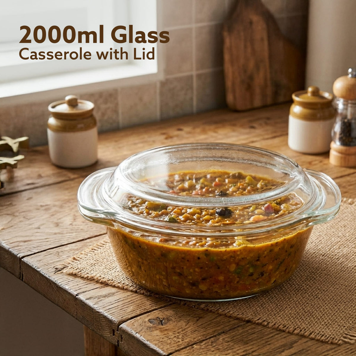 Elite Glass Casserole With Lid - 2000ml