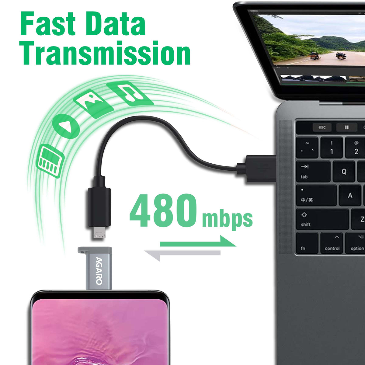 Micro USB to Type-C OTG Adapter - (Metallic Grey)
