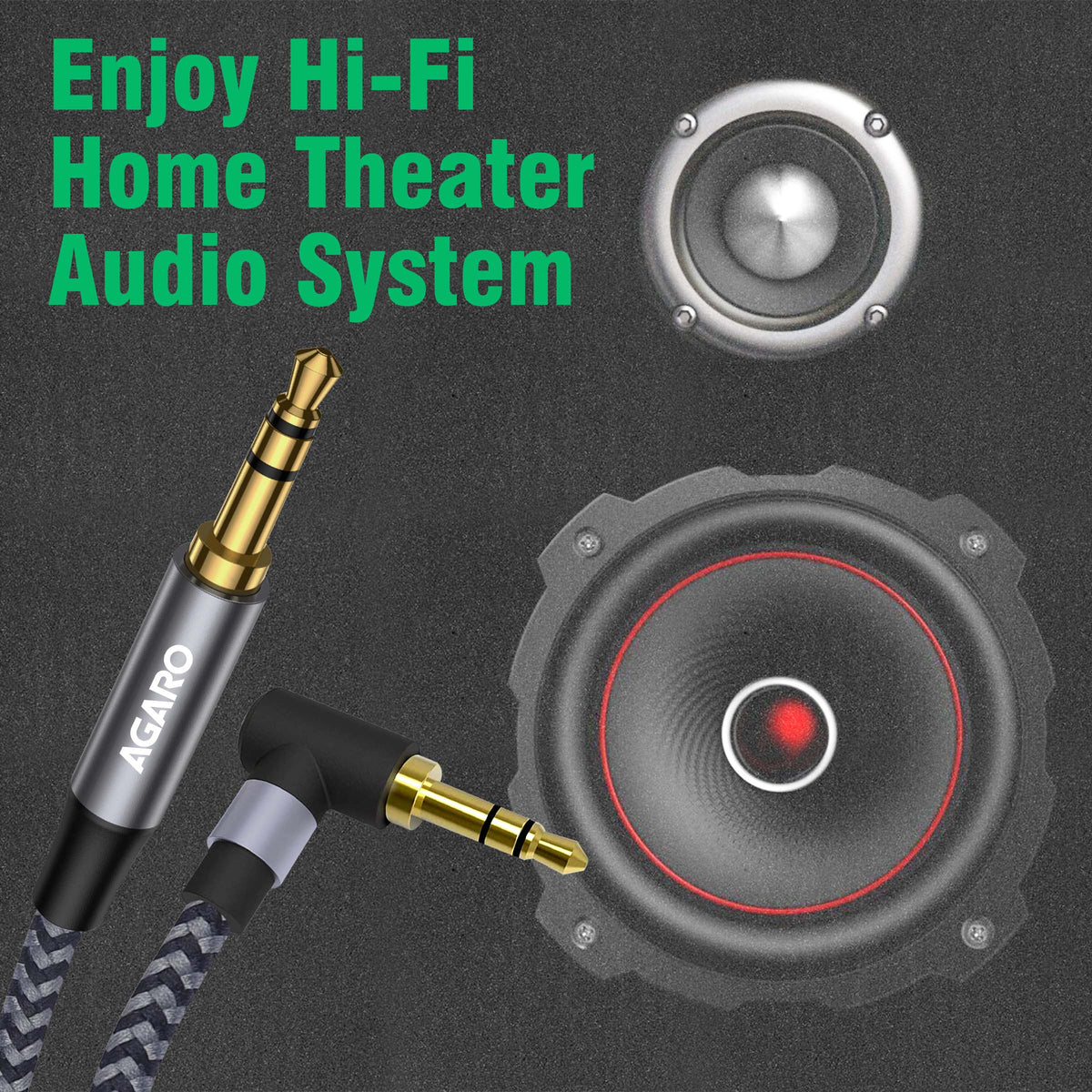 3.5mm Audio Cable Stereo Aux 90 Degree Right Angle Aux Cable 24K Gold Plated Male to Male Hi-Fi Sound for Car, Home Stereos, Speakers & More 1M/ 100CM/ 3.2 Ft, Silver & Black